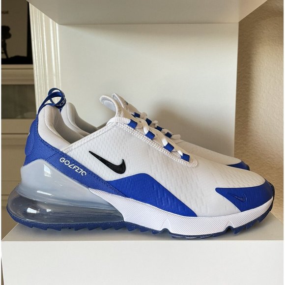 Men's Nike Air Max 270 Golf Shoes White Blue Comfort CK6483-106 - Picture 1 of 6